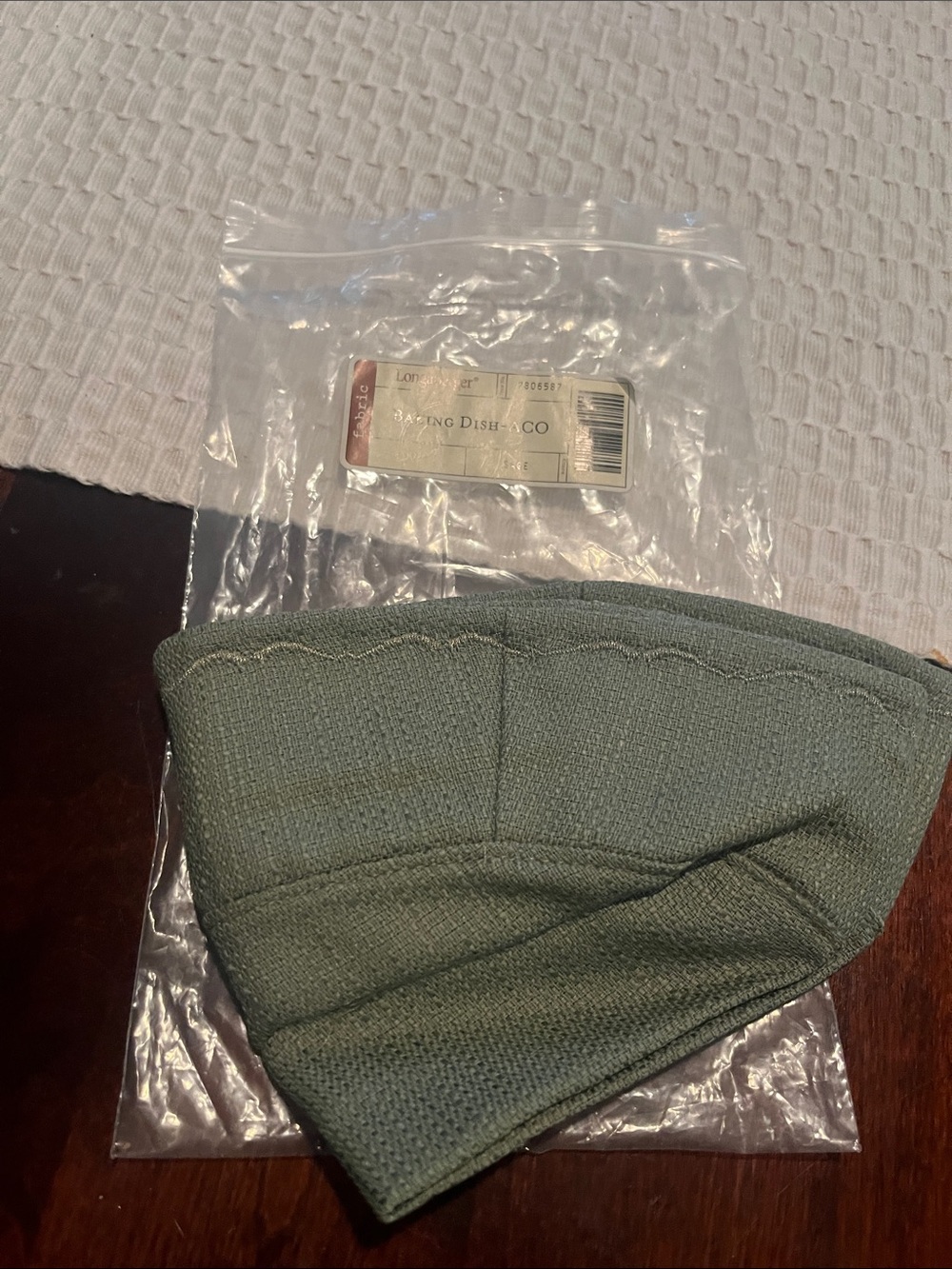 Longaberger Sage Green  baking dish liner.   New